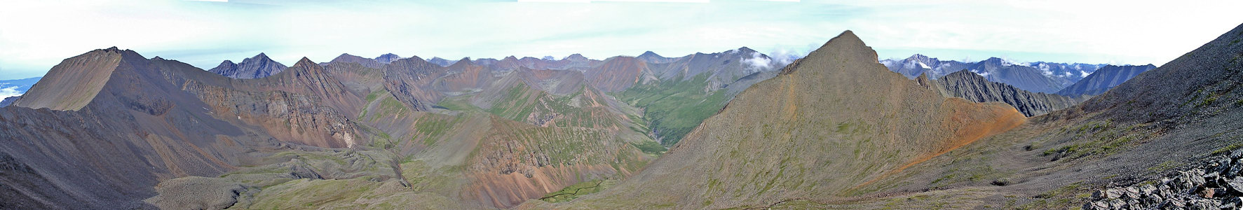 Панорама верховьев Левого Шумака с Барунбортойского перевала