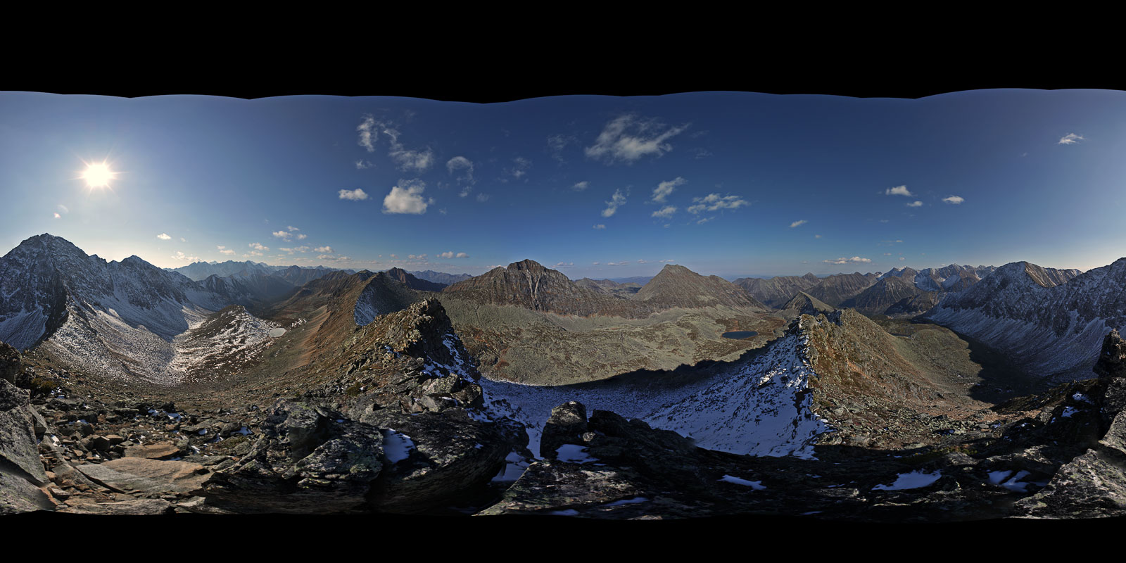 Круговая панорама с вершины над перевалом Трудным