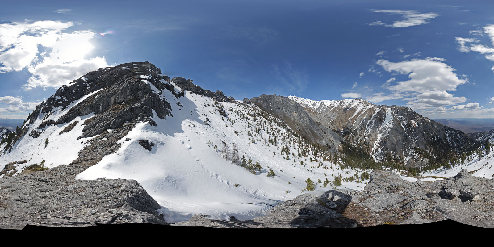Круговая панорама со склона ручья из-под вершины 2939,4 м